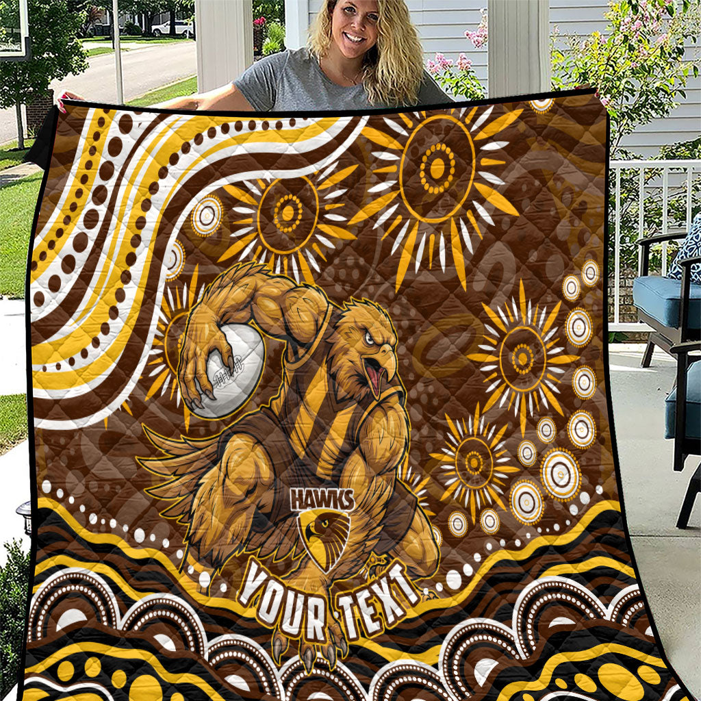 Personalized Hawthorn Hawks AFL Mascot Quilt Aboriginal Dot Art - Dreamtime Football Mascot
