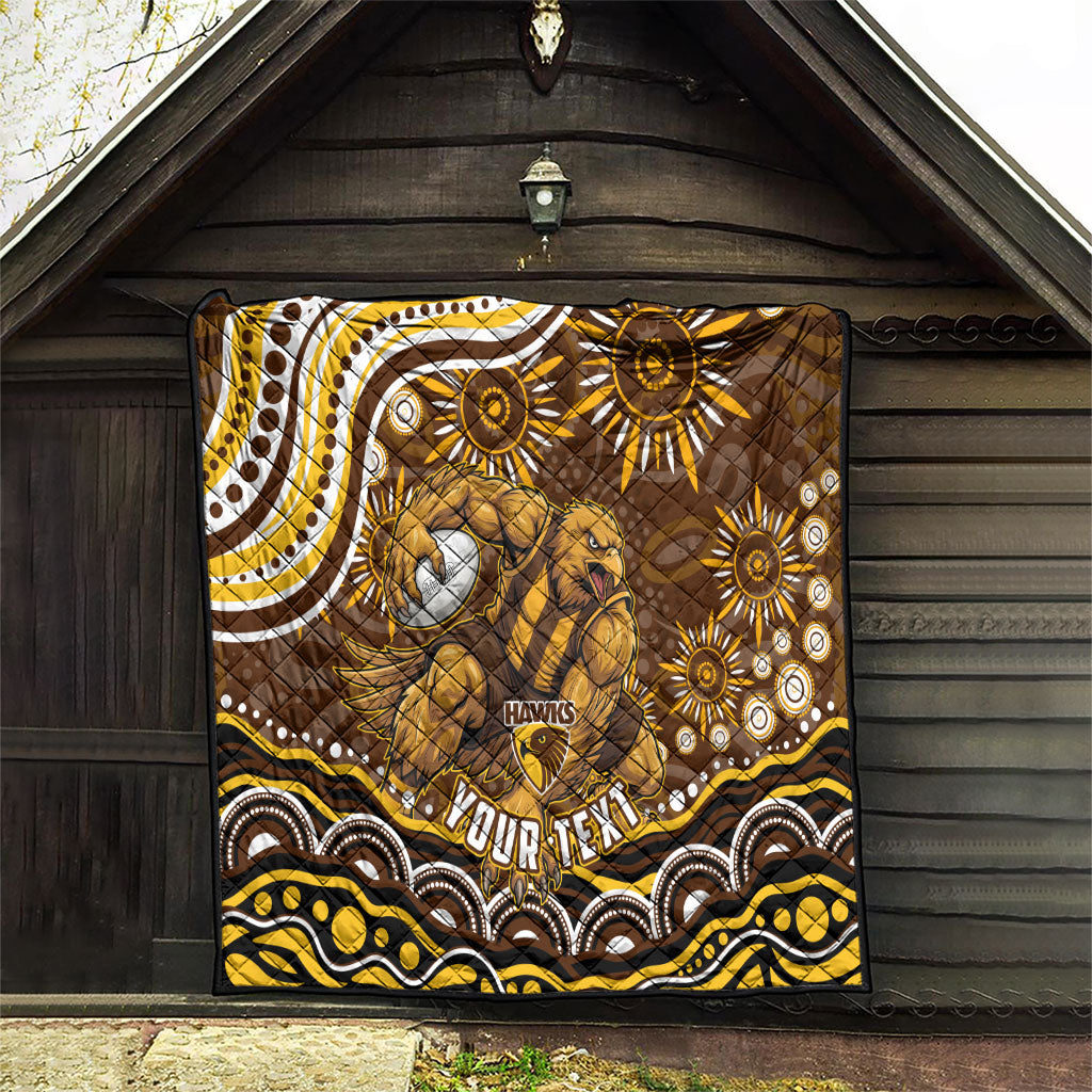 Personalized Hawthorn Hawks AFL Mascot Quilt Aboriginal Dot Art - Dreamtime Football Mascot