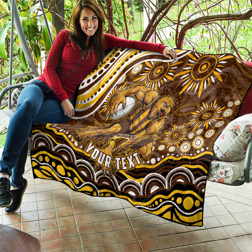 Personalized Hawthorn Hawks AFL Mascot Quilt Aboriginal Dot Art - Dreamtime Football Mascot