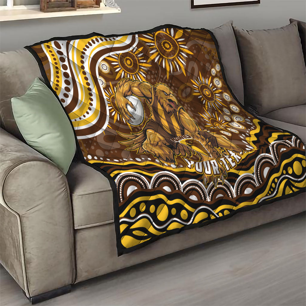 Personalized Hawthorn Hawks AFL Mascot Quilt Aboriginal Dot Art - Dreamtime Football Mascot