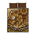 Personalized Hawthorn Hawks AFL Mascot Quilt Bed Set Aboriginal Dot Art - Dreamtime Football Mascot