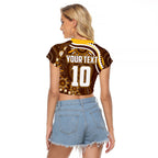 Personalized Hawthorn Hawks AFL Mascot Raglan Cropped T Shirt Aboriginal Dot Art - Dreamtime Football Mascot