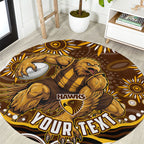 Personalized Hawthorn Hawks AFL Mascot Round Carpet Aboriginal Dot Art - Dreamtime Football Mascot