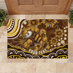 Personalized Hawthorn Hawks AFL Mascot Rubber Doormat Aboriginal Dot Art - Dreamtime Football Mascot