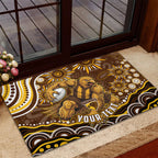 Personalized Hawthorn Hawks AFL Mascot Rubber Doormat Aboriginal Dot Art - Dreamtime Football Mascot