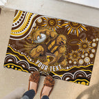 Personalized Hawthorn Hawks AFL Mascot Rubber Doormat Aboriginal Dot Art - Dreamtime Football Mascot