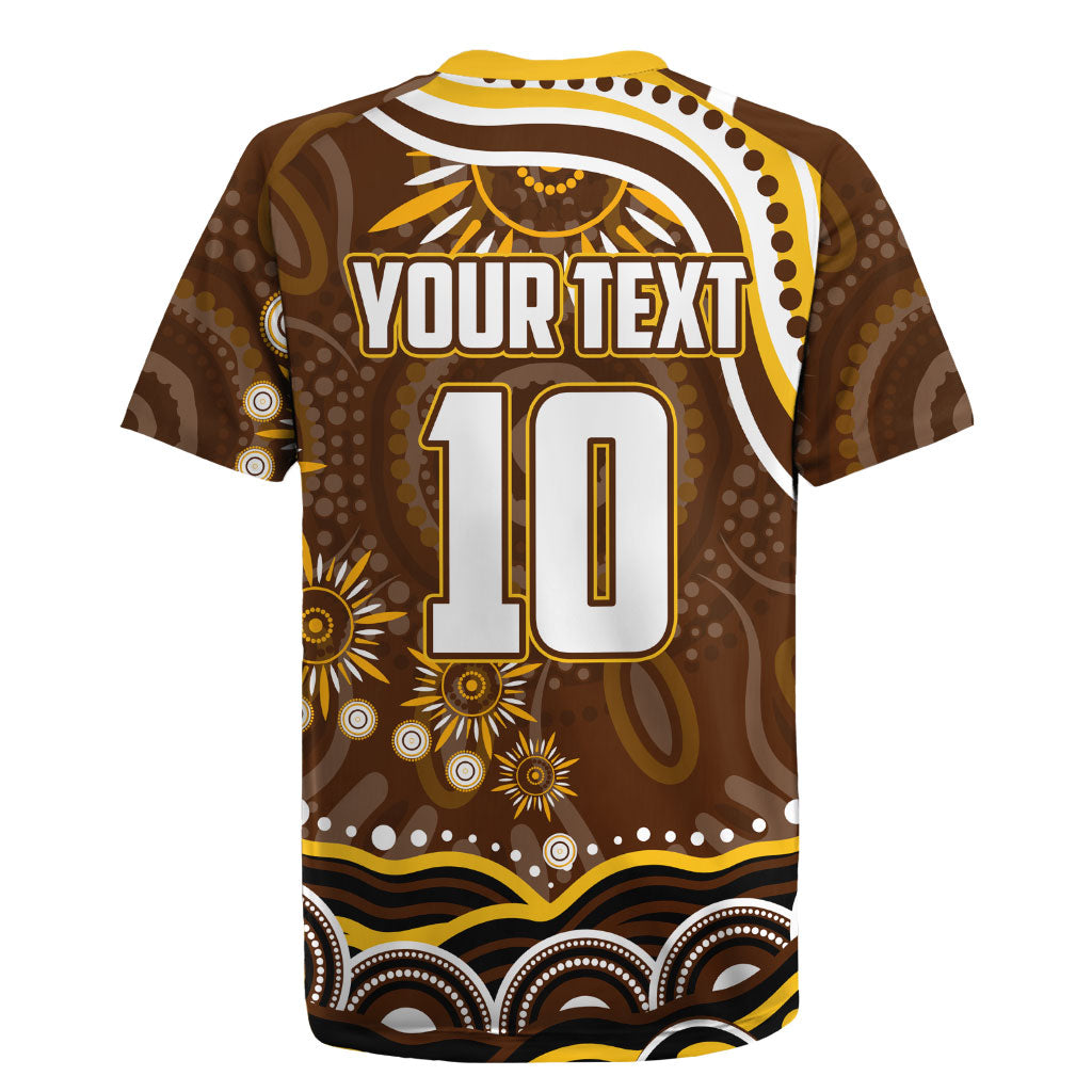 Personalized Hawthorn Hawks AFL Mascot Rugby Jersey Aboriginal Dot Art - Dreamtime Football Mascot