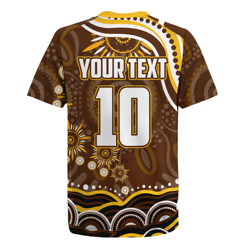 Personalized Hawthorn Hawks AFL Mascot Rugby Jersey Aboriginal Dot Art - Dreamtime Football Mascot