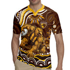 Personalized Hawthorn Hawks AFL Mascot Rugby Jersey Aboriginal Dot Art - Dreamtime Football Mascot