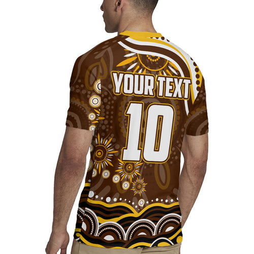 Personalized Hawthorn Hawks AFL Mascot Rugby Jersey Aboriginal Dot Art - Dreamtime Football Mascot