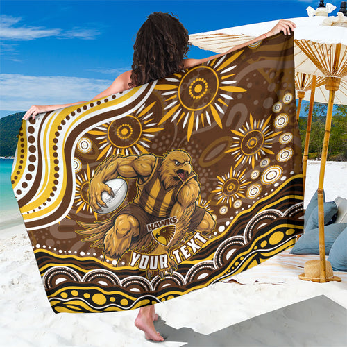 Personalized Hawthorn Hawks AFL Mascot Sarong Aboriginal Dot Art - Dreamtime Football Mascot