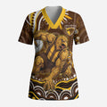 Personalized Hawthorn Hawks AFL Mascot Scrub Top Aboriginal Dot Art - Dreamtime Football Mascot