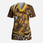 Personalized Hawthorn Hawks AFL Mascot Scrub Top Aboriginal Dot Art - Dreamtime Football Mascot