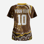 Personalized Hawthorn Hawks AFL Mascot Scrub Top Aboriginal Dot Art - Dreamtime Football Mascot