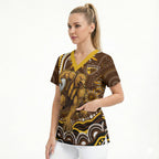 Personalized Hawthorn Hawks AFL Mascot Scrub Top Aboriginal Dot Art - Dreamtime Football Mascot