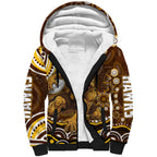 Personalized Hawthorn Hawks AFL Mascot Sherpa Hoodie Aboriginal Dot Art - Dreamtime Football Mascot
