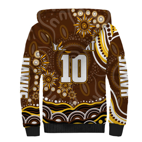 Personalized Hawthorn Hawks AFL Mascot Sherpa Hoodie Aboriginal Dot Art - Dreamtime Football Mascot
