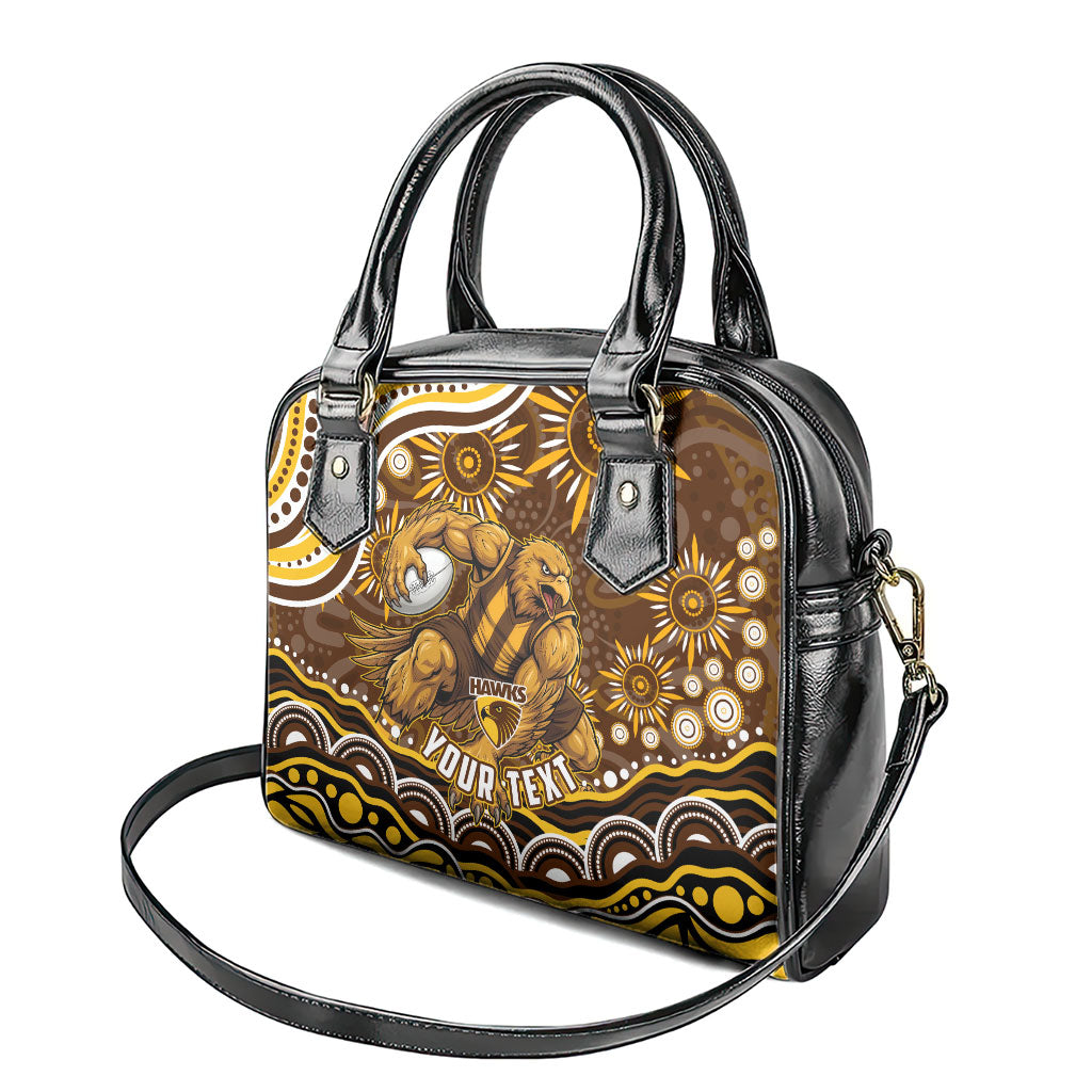 Personalized Hawthorn Hawks AFL Mascot Shoulder Handbag Aboriginal Dot Art - Dreamtime Football Mascot