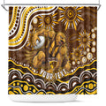 Personalized Hawthorn Hawks AFL Mascot Shower Curtain Aboriginal Dot Art - Dreamtime Football Mascot