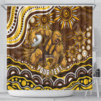 Personalized Hawthorn Hawks AFL Mascot Shower Curtain Aboriginal Dot Art - Dreamtime Football Mascot