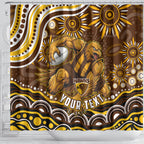 Personalized Hawthorn Hawks AFL Mascot Shower Curtain Aboriginal Dot Art - Dreamtime Football Mascot