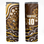 Personalized Hawthorn Hawks AFL Mascot Skinny Tumbler Aboriginal Dot Art - Dreamtime Football Mascot