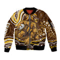 Personalized Hawthorn Hawks AFL Mascot Sleeve Zip Bomber Jacket Aboriginal Dot Art - Dreamtime Football Mascot