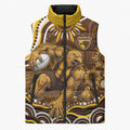 Personalized Hawthorn Hawks AFL Mascot Sleeveless Puffer Jacket Aboriginal Dot Art - Dreamtime Football Mascot