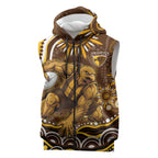 Personalized Hawthorn Hawks AFL Mascot Sleeveless Zip Hoodie Aboriginal Dot Art - Dreamtime Football Mascot