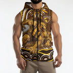 Personalized Hawthorn Hawks AFL Mascot Sleeveless Zip Hoodie Aboriginal Dot Art - Dreamtime Football Mascot