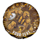 Personalized Hawthorn Hawks AFL Mascot Spare Tire Cover Aboriginal Dot Art - Dreamtime Football Mascot