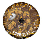 Personalized Hawthorn Hawks AFL Mascot Spare Tire Cover Aboriginal Dot Art - Dreamtime Football Mascot
