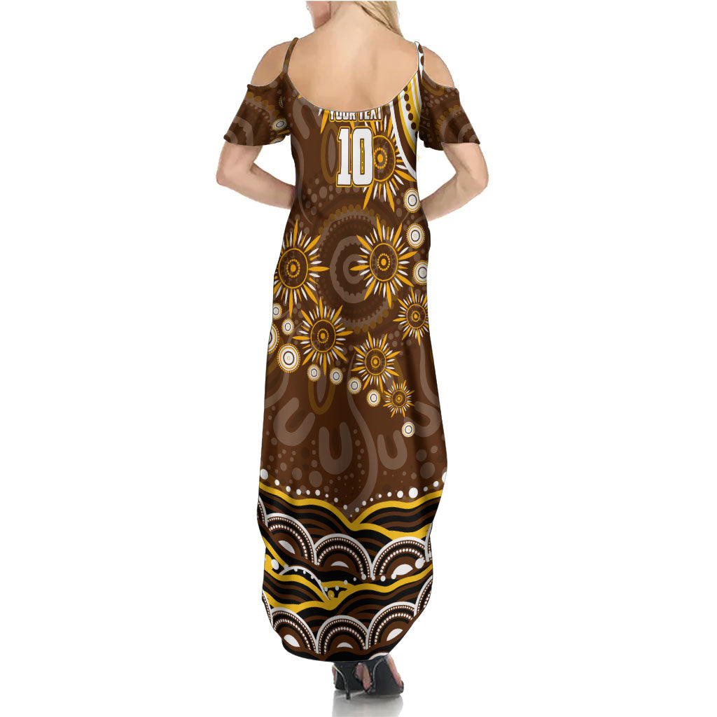 Personalized Hawthorn Hawks AFL Mascot Summer Maxi Dress Aboriginal Dot Art - Dreamtime Football Mascot