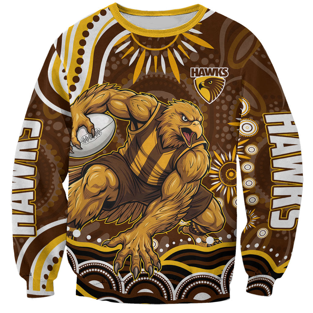 Personalized Hawthorn Hawks AFL Mascot Sweatshirt Aboriginal Dot Art - Dreamtime Football Mascot