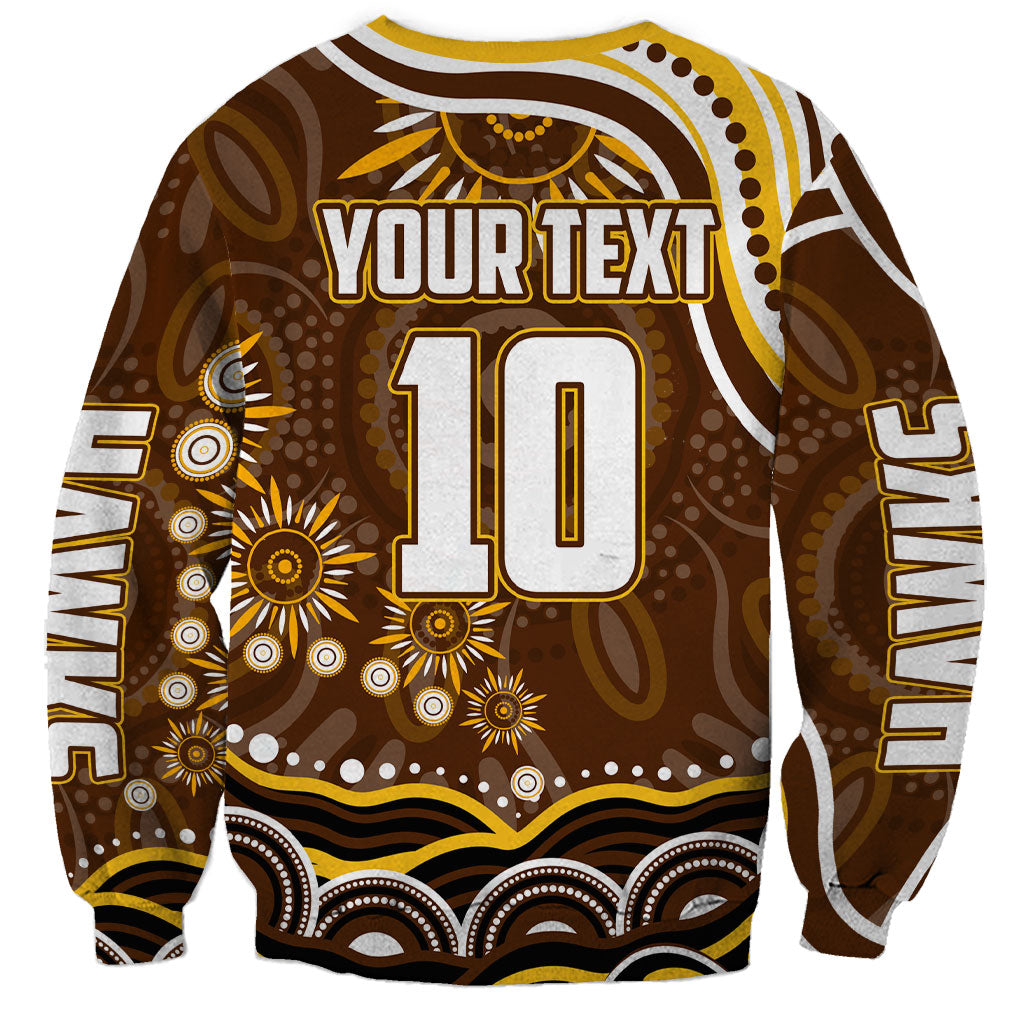 Personalized Hawthorn Hawks AFL Mascot Sweatshirt Aboriginal Dot Art - Dreamtime Football Mascot