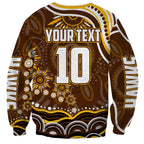 Personalized Hawthorn Hawks AFL Mascot Sweatshirt Aboriginal Dot Art - Dreamtime Football Mascot