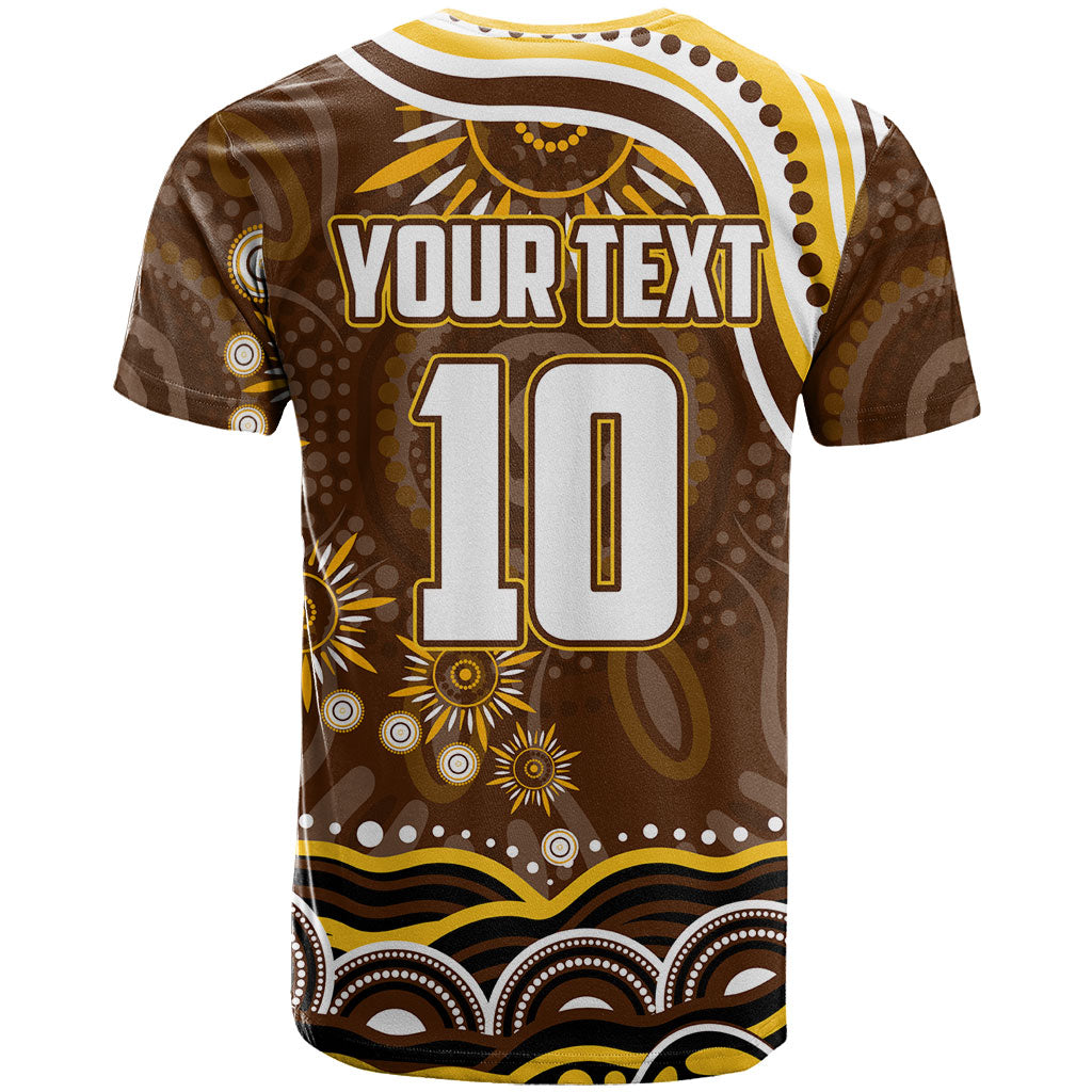 Personalized Hawthorn Hawks AFL Mascot T Shirt Aboriginal Dot Art - Dreamtime Football Mascot