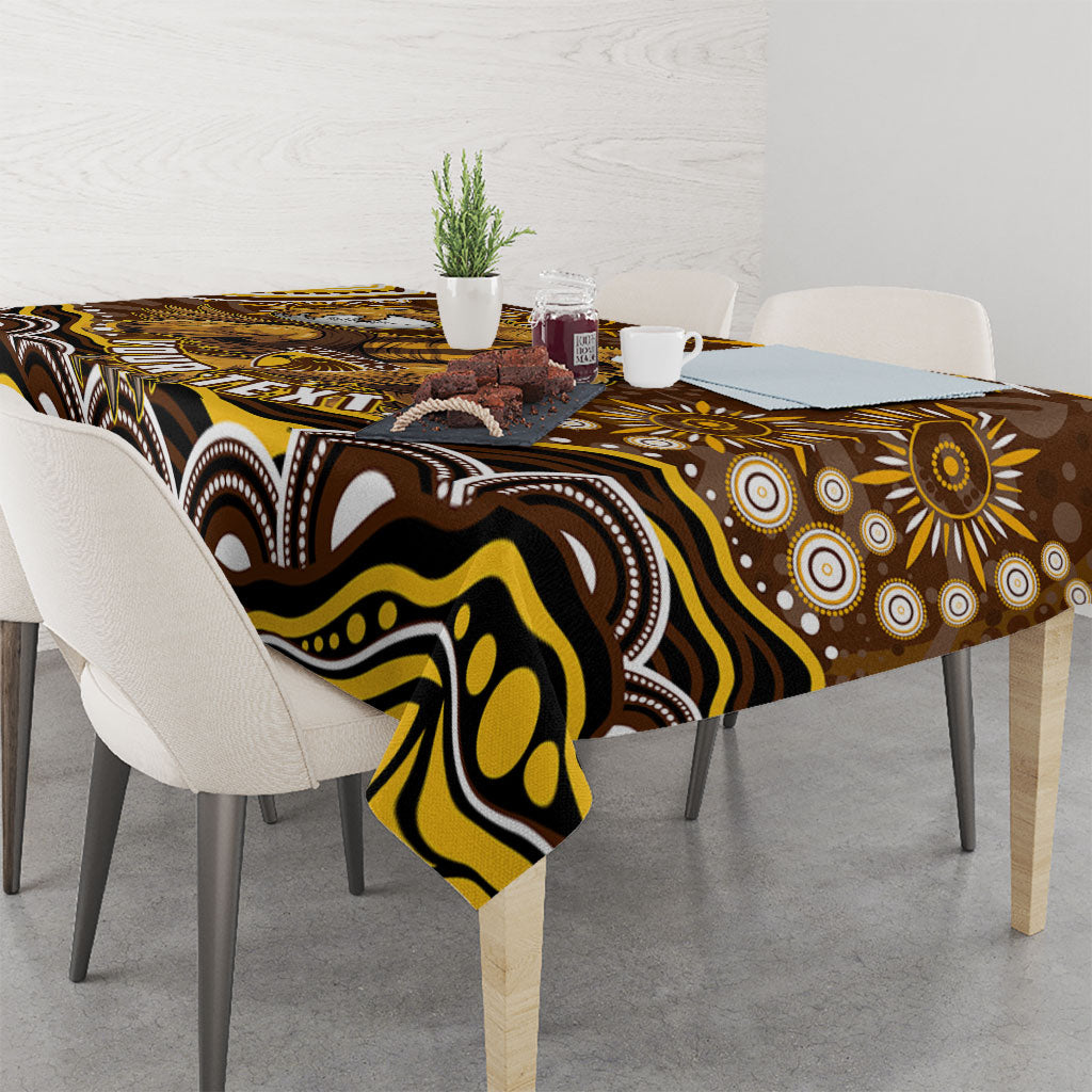 Personalized Hawthorn Hawks AFL Mascot Tablecloth Aboriginal Dot Art - Dreamtime Football Mascot