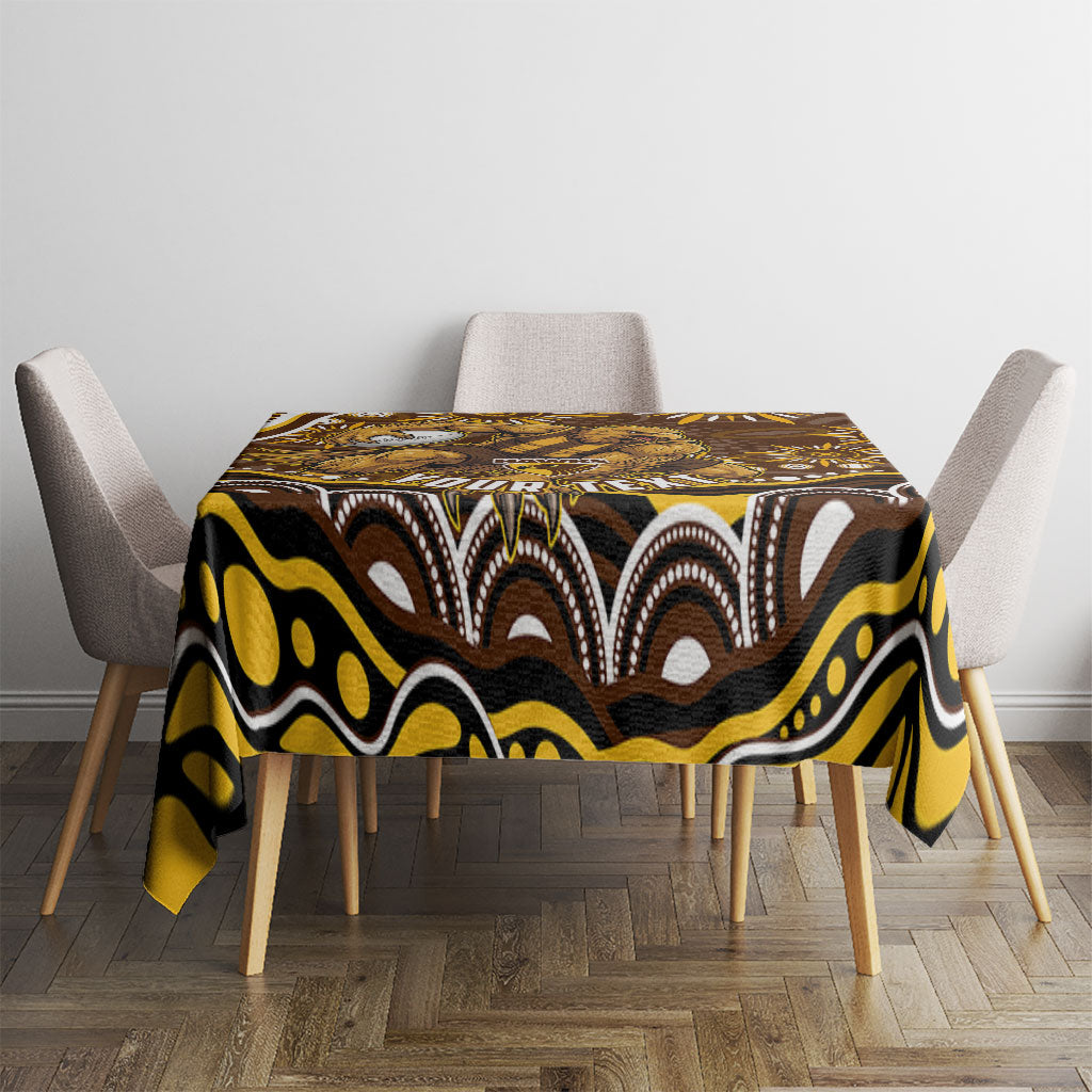 Personalized Hawthorn Hawks AFL Mascot Tablecloth Aboriginal Dot Art - Dreamtime Football Mascot