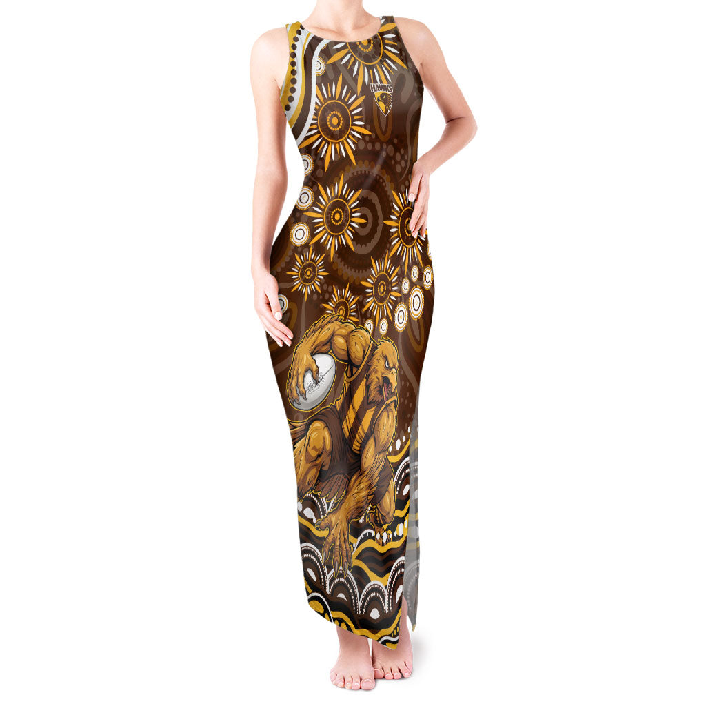 Personalized Hawthorn Hawks AFL Mascot Tank Maxi Dress Aboriginal Dot Art - Dreamtime Football Mascot
