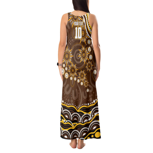 Personalized Hawthorn Hawks AFL Mascot Tank Maxi Dress Aboriginal Dot Art - Dreamtime Football Mascot