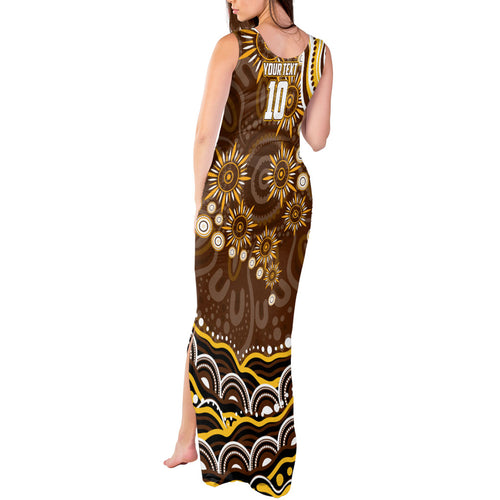 Personalized Hawthorn Hawks AFL Mascot Tank Maxi Dress Aboriginal Dot Art - Dreamtime Football Mascot