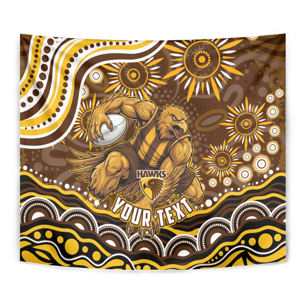 Personalized Hawthorn Hawks AFL Mascot Tapestry Aboriginal Dot Art - Dreamtime Football Mascot