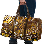 Personalized Hawthorn Hawks AFL Mascot Travel Bag Aboriginal Dot Art - Dreamtime Football Mascot
