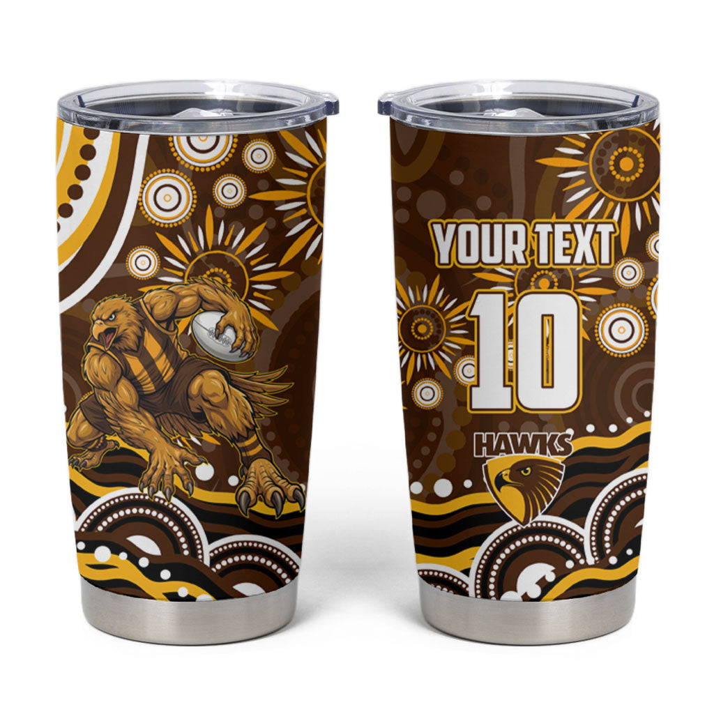 Personalized Hawthorn Hawks AFL Mascot Tumbler Cup Aboriginal Dot Art - Dreamtime Football Mascot