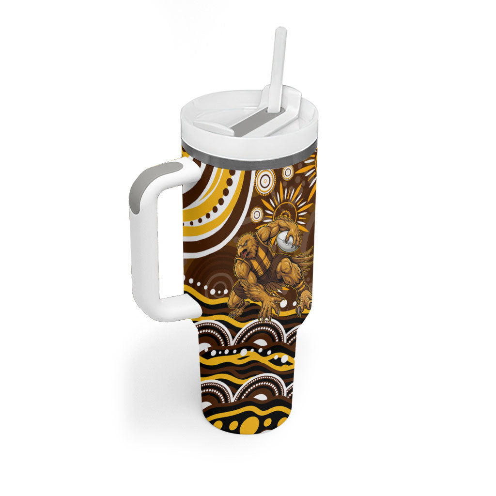 Personalized Hawthorn Hawks AFL Mascot Tumbler With Handle Aboriginal Dot Art - Dreamtime Football Mascot