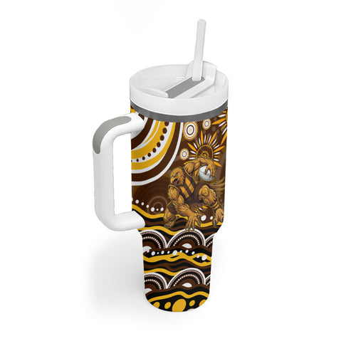 Personalized Hawthorn Hawks AFL Mascot Tumbler With Handle Aboriginal Dot Art - Dreamtime Football Mascot