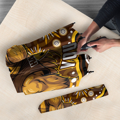Personalized Hawthorn Hawks AFL Mascot Umbrella Aboriginal Dot Art - Dreamtime Football Mascot