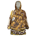 Personalized Hawthorn Hawks AFL Mascot Wearable Blanket Hoodie Aboriginal Dot Art - Dreamtime Football Mascot