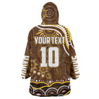 Personalized Hawthorn Hawks AFL Mascot Wearable Blanket Hoodie Aboriginal Dot Art - Dreamtime Football Mascot